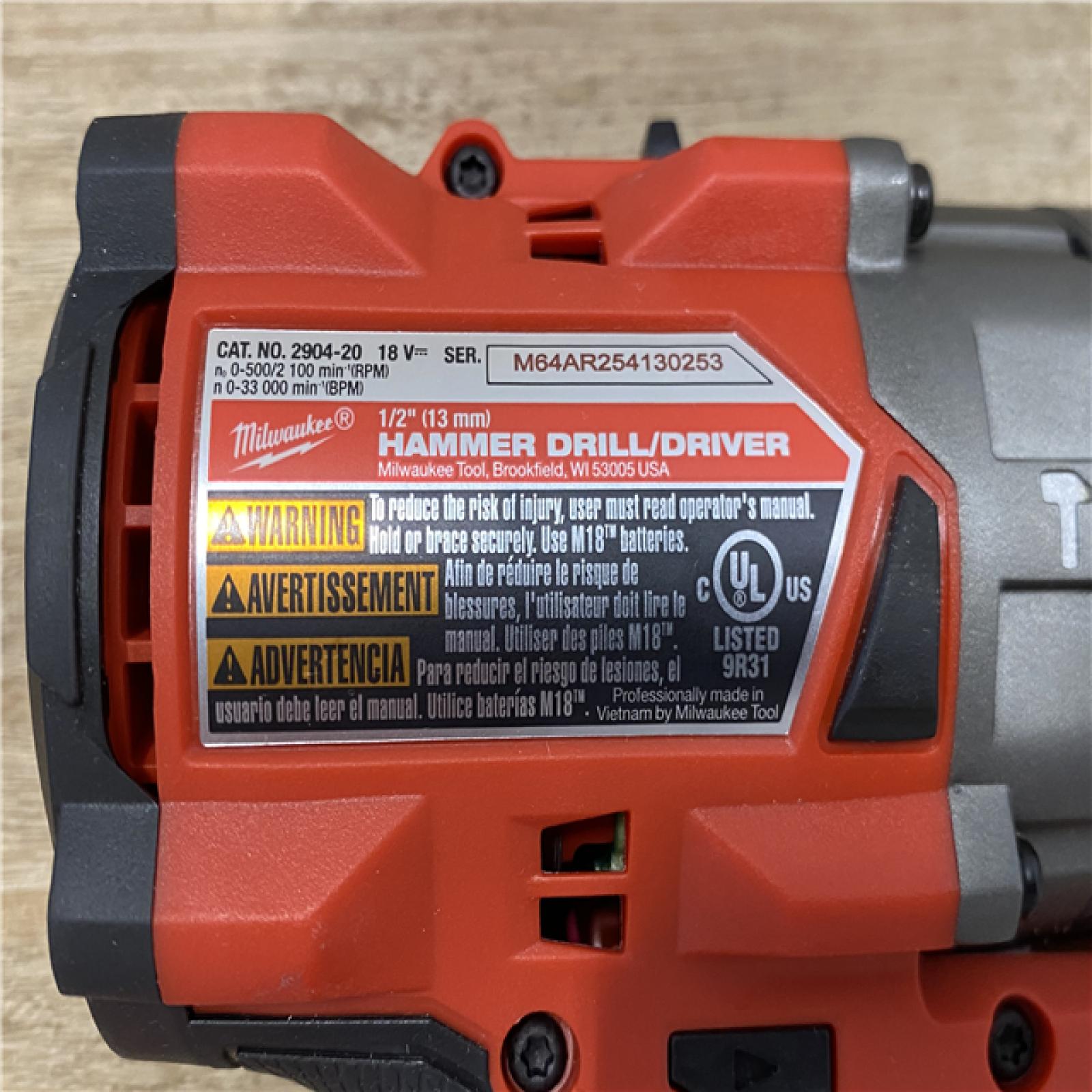 AS-IS Milwaukee FUEL 18V Lithium-Ion Brushless Cordless 1/2 in. Hammer Drill/Driver (Tool-Only)