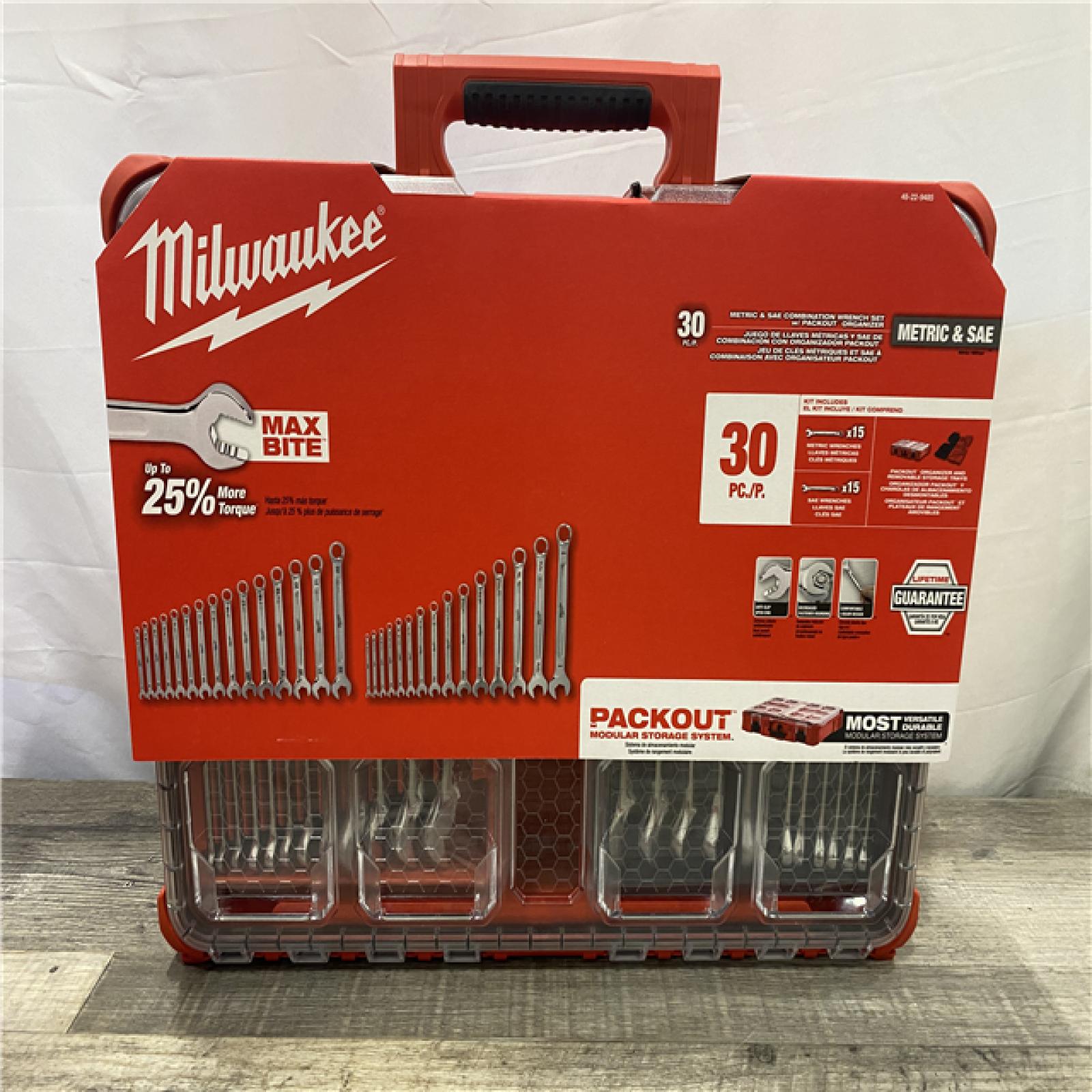 NEW - Milwaukee Metric/SAE Combination Wrench Set with PACKOUT Organizer (30-Piece)