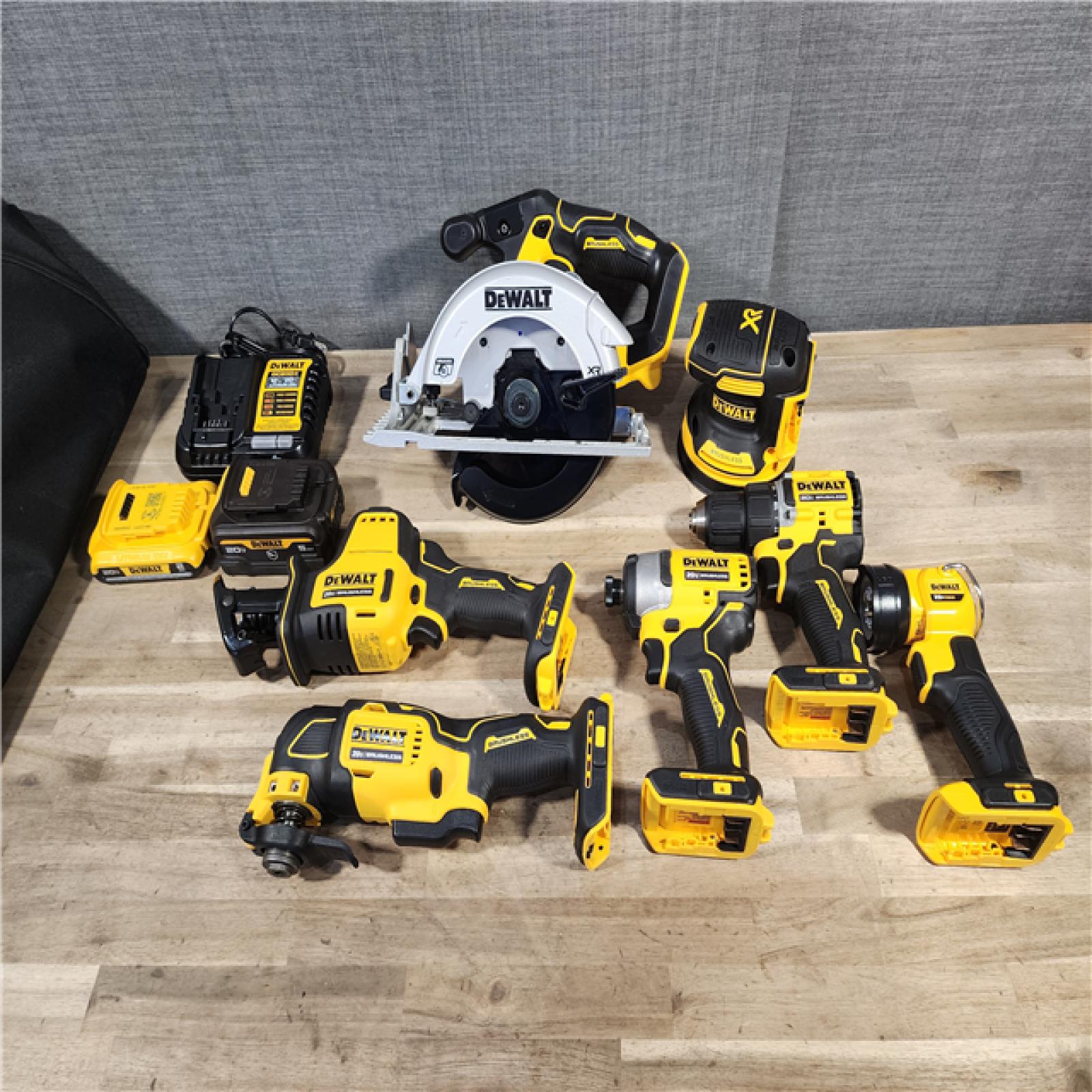 HOUSTON LOCATION - AS-IS (APPEARS LIKE NEW) DEWALT 20-Volt MAX Lithium-Ion Cordless 7-Tool Combo Kit with 2.0 Ah Battery, 5.0 Ah Battery and Charger