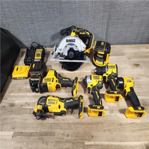 HOUSTON LOCATION - AS-IS (APPEARS LIKE NEW) DEWALT 20-Volt MAX Lithium-Ion Cordless 7-Tool Combo Kit with 2.0 Ah Battery, 5.0 Ah Battery and Charger