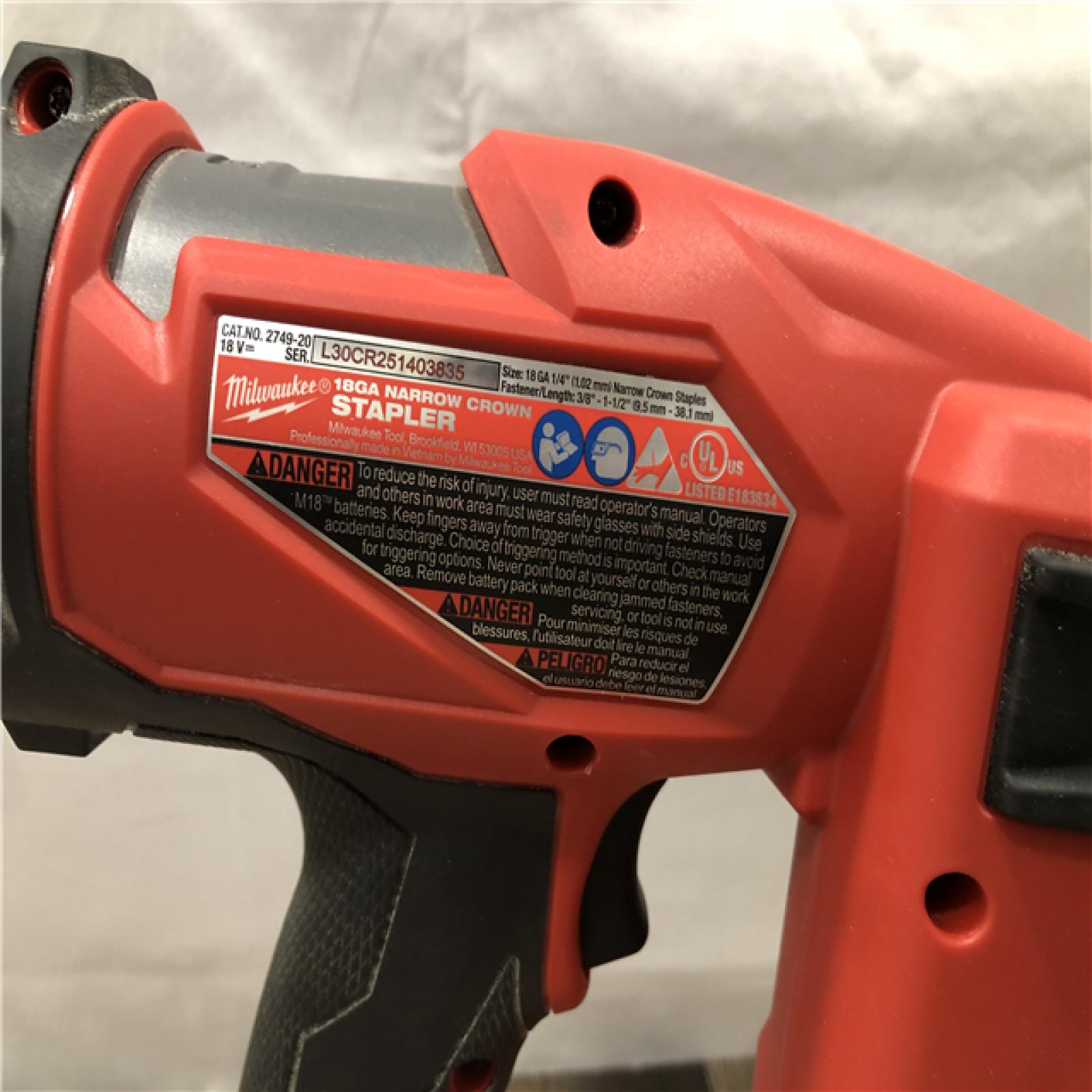 AS-IS Milwaukee FUEL 18-Volt Lithium-Ion Brushless Cordless 18-Gauge 1/4 in. Narrow Crown Stapler (Tool-Only)