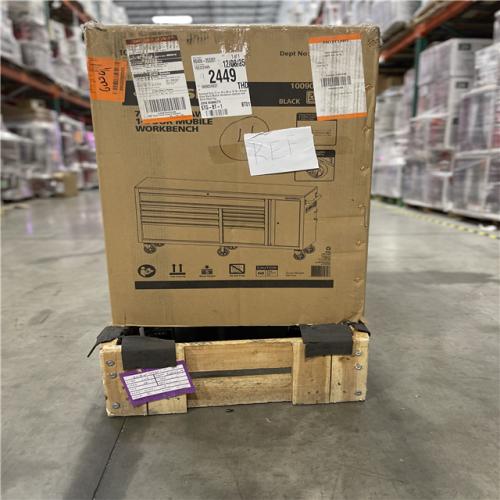 DALLAS LOCATION - Husky Standard Duty 72 in. W x 20 in. D 10-Drawer Black Mobile Workbench Cabinet with Solid Wood Top