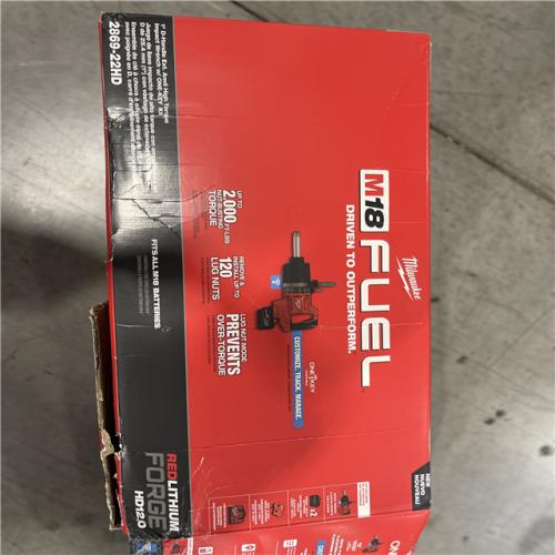 LIKE NEW! - Milwaukee M18 FUEL 18V Lithium-Ion Brushless Cordless 1 in. Impact Wrench Extended Reach D-Handle Kit w/Two 12.0 Ah Batteries