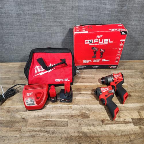 HOUSTON LOCATION - AS-IS Milwaukee FUEL 12-Volt Lithium-Ion Brushless Cordless Hammer Drill and Impact Driver Combo Kit
