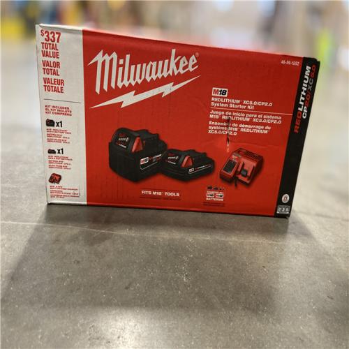 DALLAS LOCATION - Milwaukee M18 18-Volt Lithium-Ion Starter Kit with One 5.0 Ah and One 2.0 Ah Battery and Charger