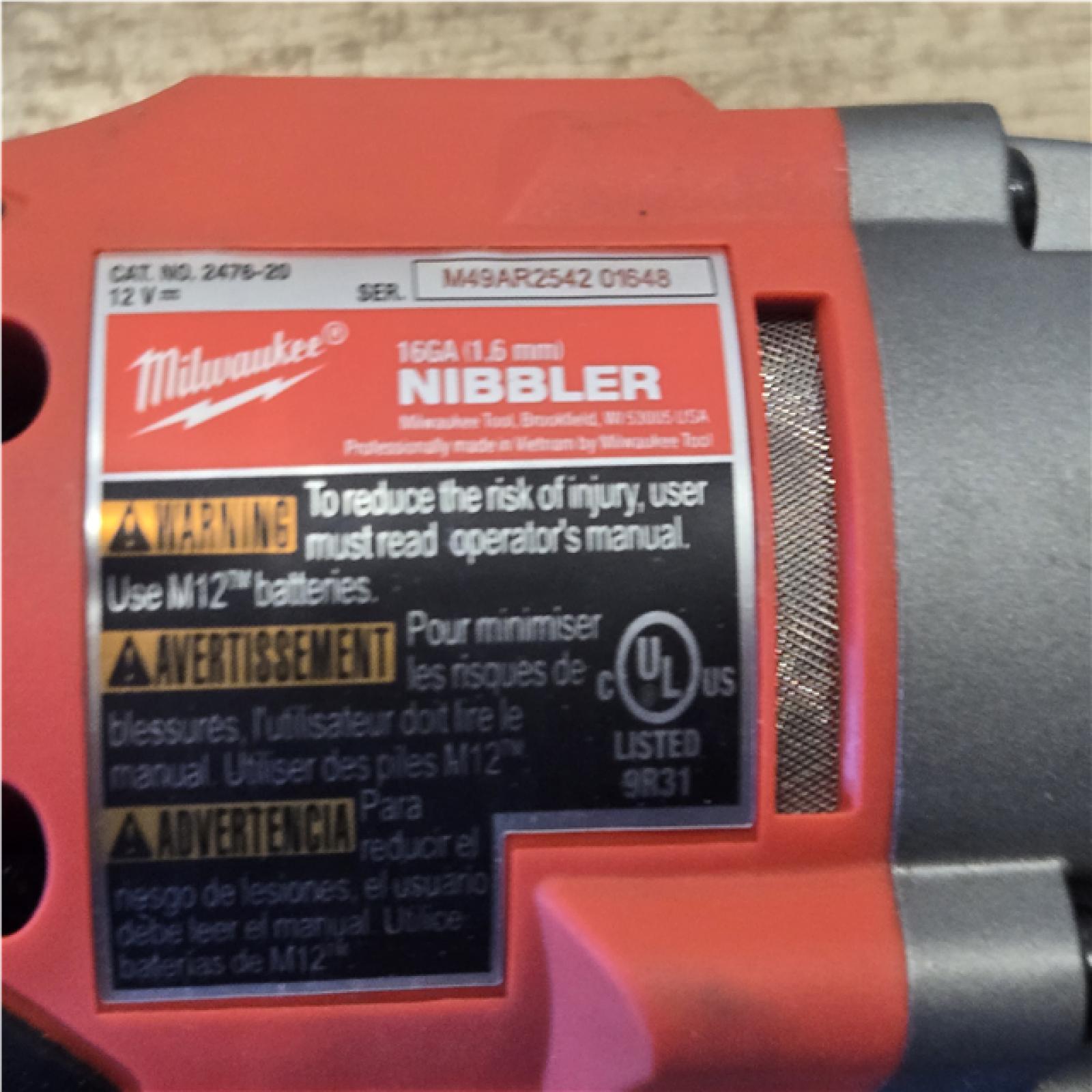 AS-IS Milwaukee FUEL 12-Volt Lithium-Ion Brushless Cordless 16-Gauge Variable Speed Nibbler (Tool-Only)