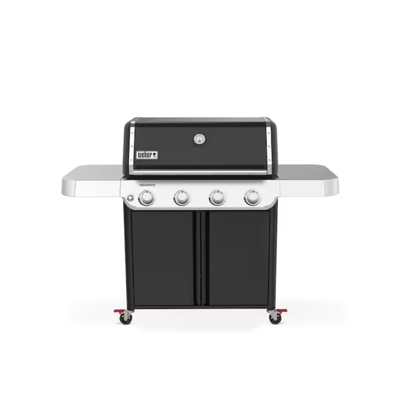 DALLAS LOCATION - Weber Genesis E-415 4-Burner Liquid Propane Gas Grill in Black with Side Tables
