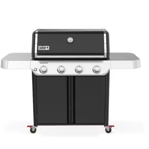 DALLAS LOCATION - Weber Genesis E-415 4-Burner Liquid Propane Gas Grill in Black with Side Tables