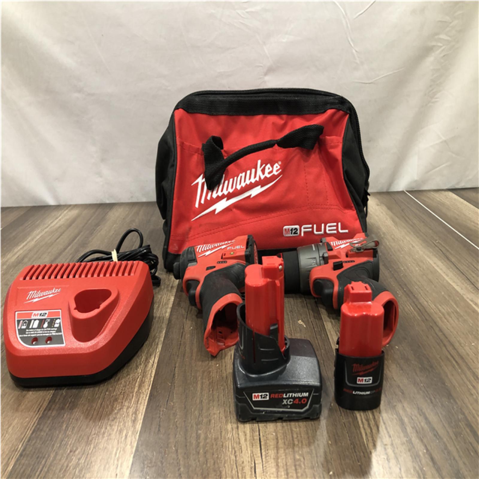 AS-IS Milwaukee FUEL 12-Volt Lithium-Ion Brushless Cordless Hammer Drill and Impact Driver Combo Kit