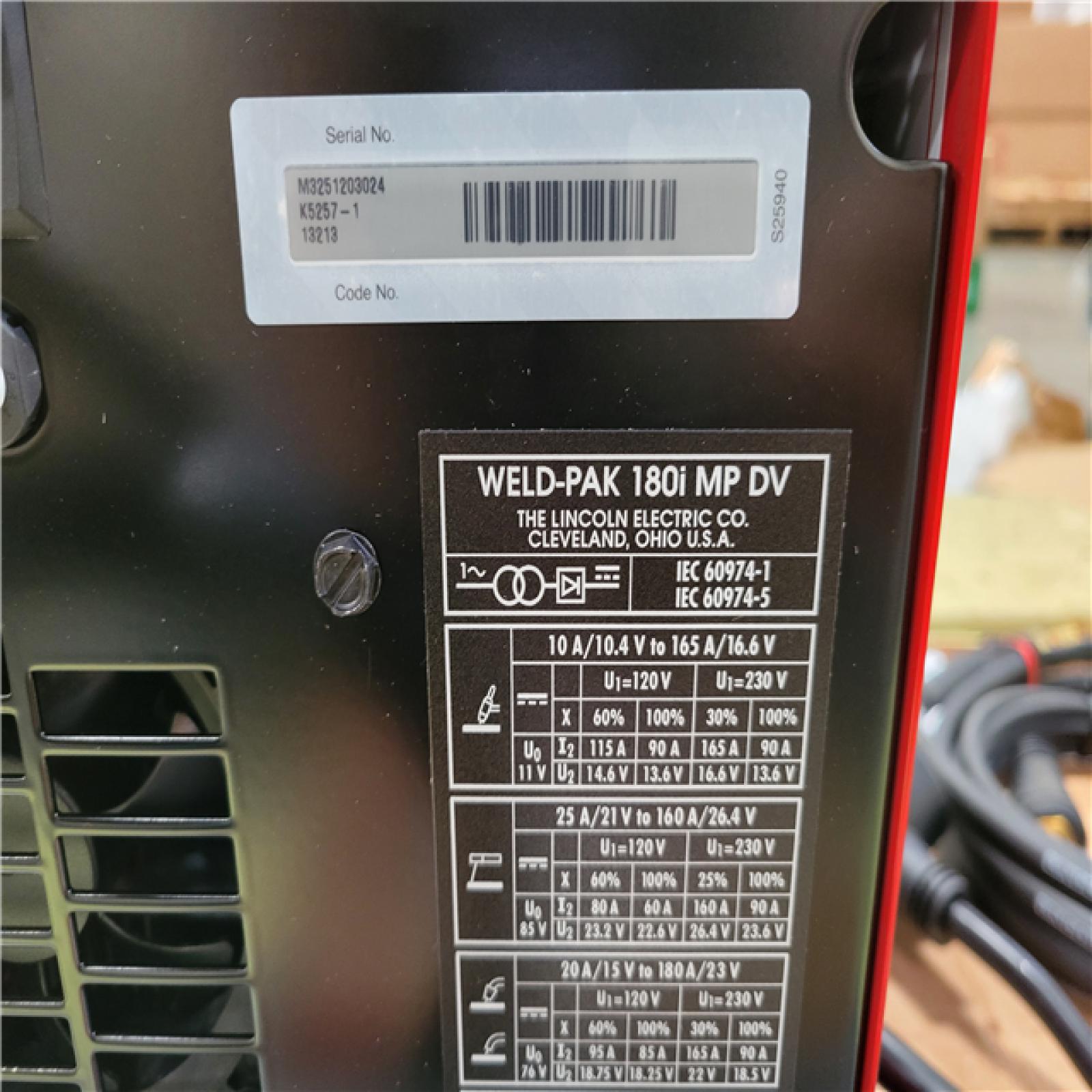 CALIFORNIA AS-IS LINCOLN ELECTRIC 180 WELD-PAK