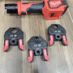 AS-IS Milwaukee M18 18V Lithium-Ion Cordless Short Throw Press Tool Kit with 3 PEX Crimp Jaws (2) 2.0 Ah Batteries and Charger