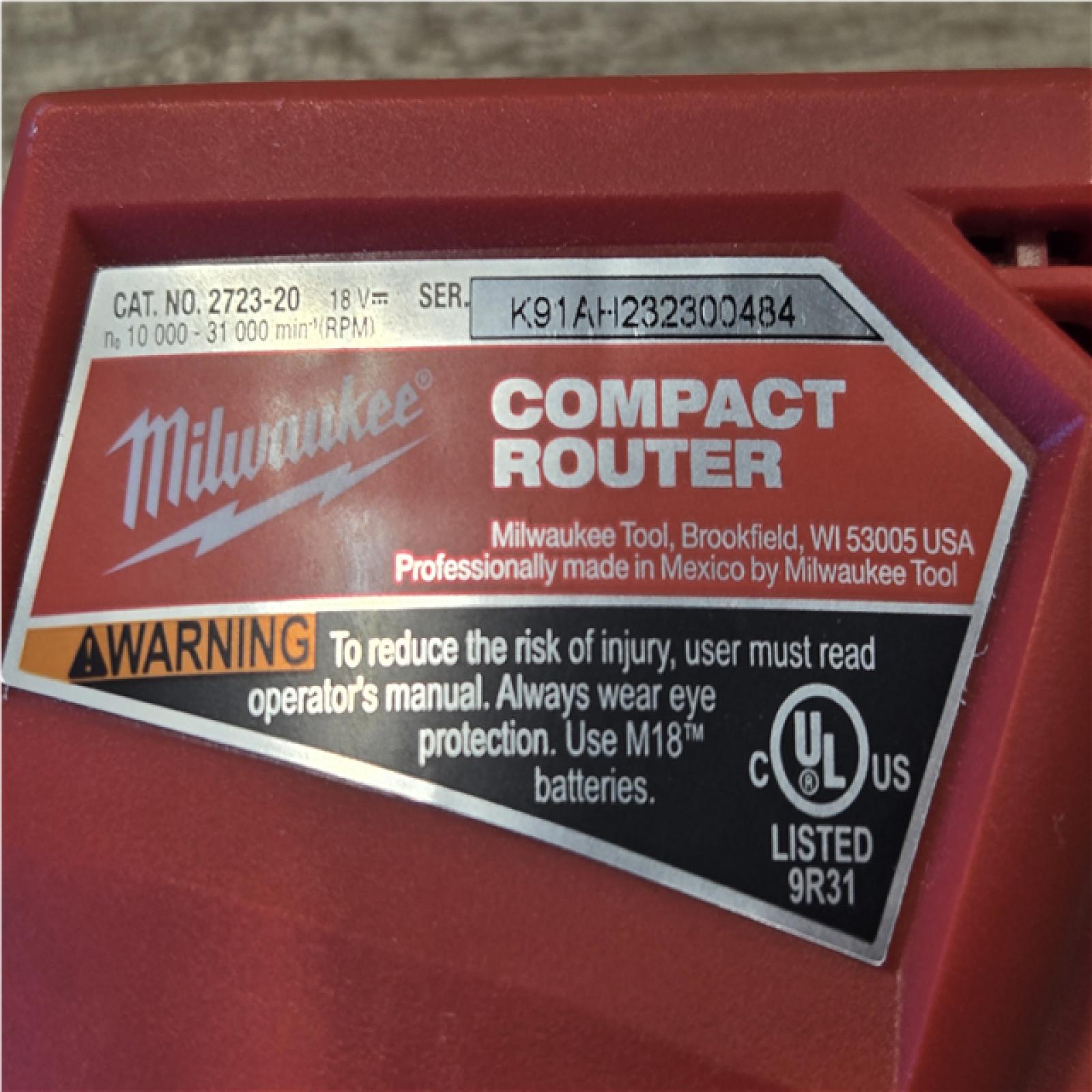AS-IS Milwaukee FUEL 18V Lithium-Ion Brushless Cordless Compact Router (Tool-Only)