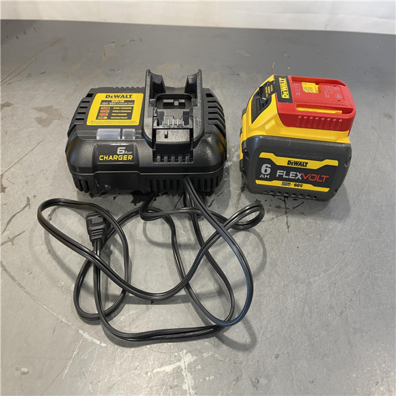 AS-IS - DEWALT FLEXVOLT 20V/60V MAX Lithium-Ion 6.0Ah Battery Pack with 6 Amp Output Charger