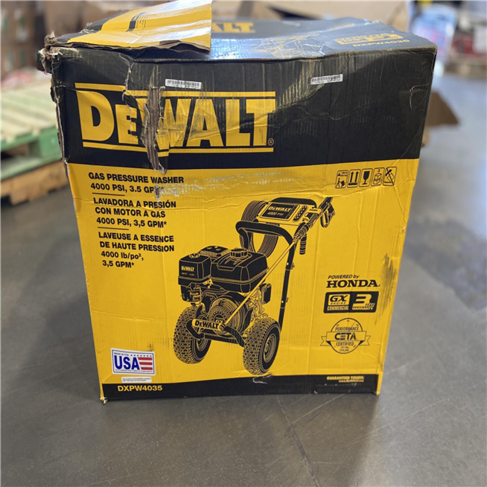 DALLAS LOCATION - DEWALT 4000 PSI 3.5 GPM Cold Water Gas Pressure Washer with HONDA GX270 Engine