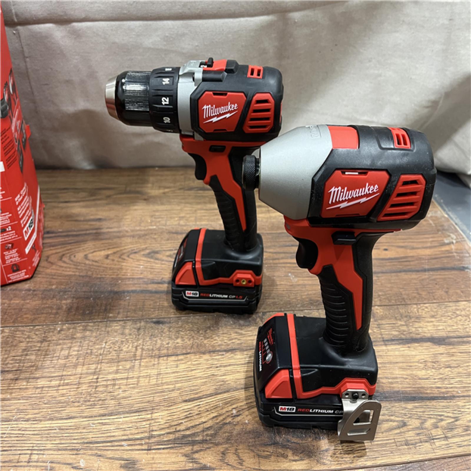 AS-IS Milwaukee M18 18V Cordless Brushed 2 Tool Drill/Driver and Impact Driver Kit