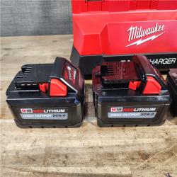 HOUSTON LOCATION - AS-IS Milwaukee 18-Volt Lithium-Ion Battery Pack (2) 5.0Ah and High Output Battery Pack (2) 6.0Ah with PACKOUT 6-Port Rapid Charger