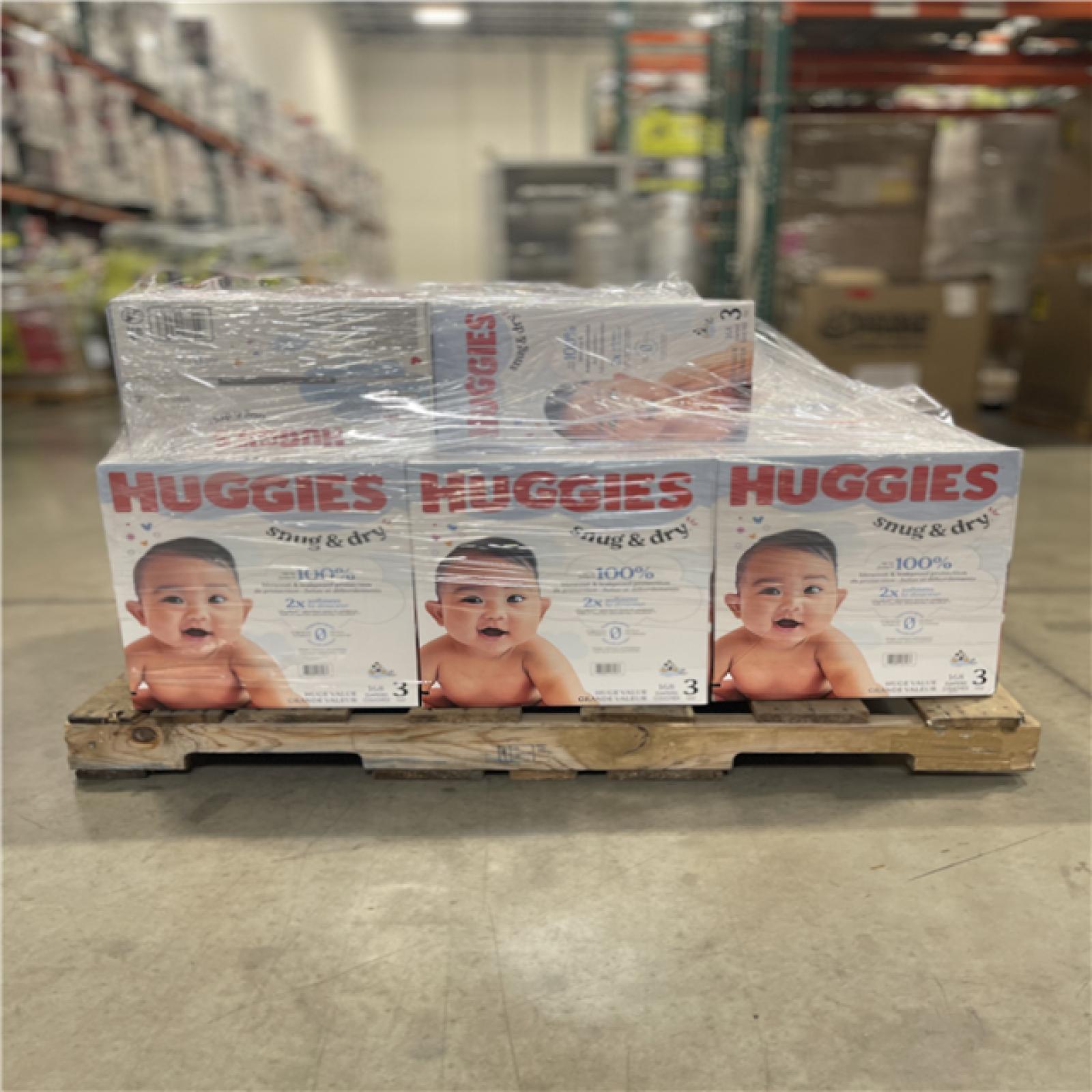 DALLAS LOCATION- HUGGIES SNUG AND DRY SIZE 3 DIAPER PALLET (16 CASES)