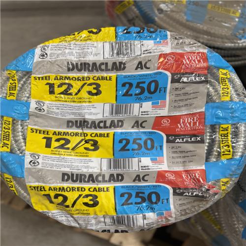 DALLAS LOCATION - Southwire 250 ft. 12/3 600-Volt Duraclad Type BX/AC SA Light-Weight Steel Armored Cable Coil PALLET-(12 UNITS)
