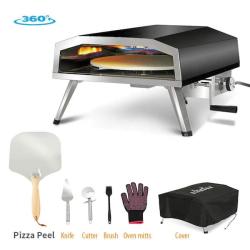 Phoenix Location NEW BIG HORN 16 in. Propane Pizza Oven, Outdoor Pizza Oven in Black, with Rotating Pizza Stone