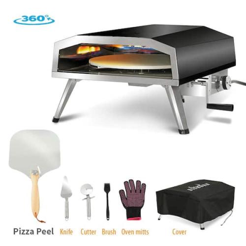 Phoenix Location NEW BIG HORN 16 in. Propane Pizza Oven, Outdoor Pizza Oven in Black, with Rotating Pizza Stone