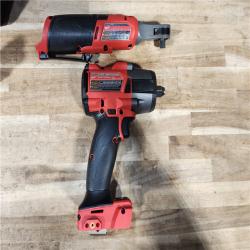 HOUSTON LOCATION - AS-IS (APPEARS LIKE NEW) Milwaukee FUEL 18V Cordless Mid Torque 1/2 in. Impact Wrench w/ M12 FUEL 3/8 in. Ratchet & Battery/Charger Combo Kit