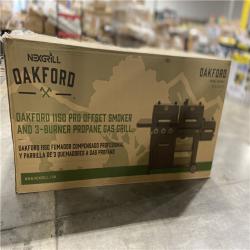 DALLAS LOCATION - Nexgrill Oakford 1150 Pro 3-Burner Propane Gas and Offset Charcoal Smoker Combo Grill in Black