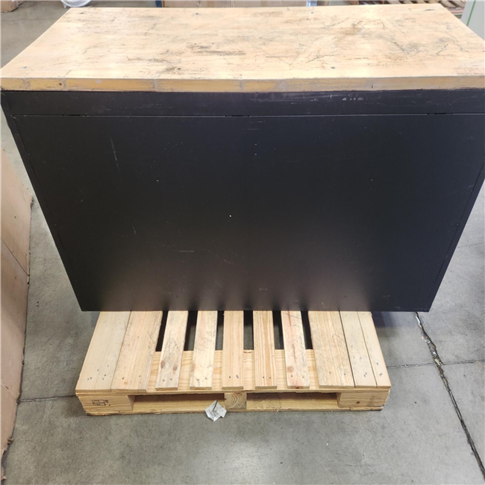 Phoenix AS-IS Husky 61 in. W x 23 in. D Heavy Duty 15-Drawer Mobile Workbench Tool Chest with Solid Wood Top in Matte Black