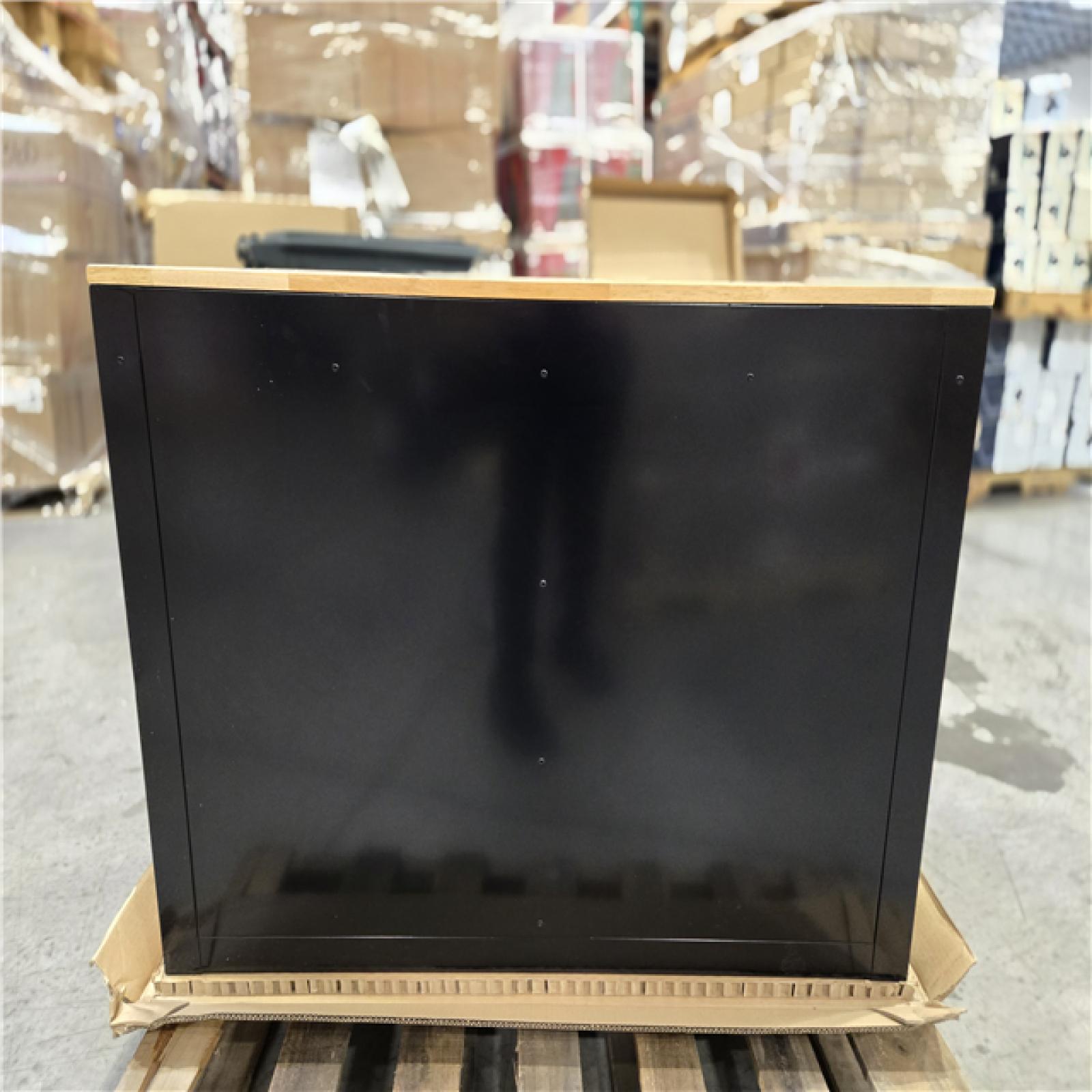 DALLAS LOCATION - Husky 46 in. x 25 in. D 9-Drawer Mobile Workbench with Adjustable Height Wood Top in Gloss Black