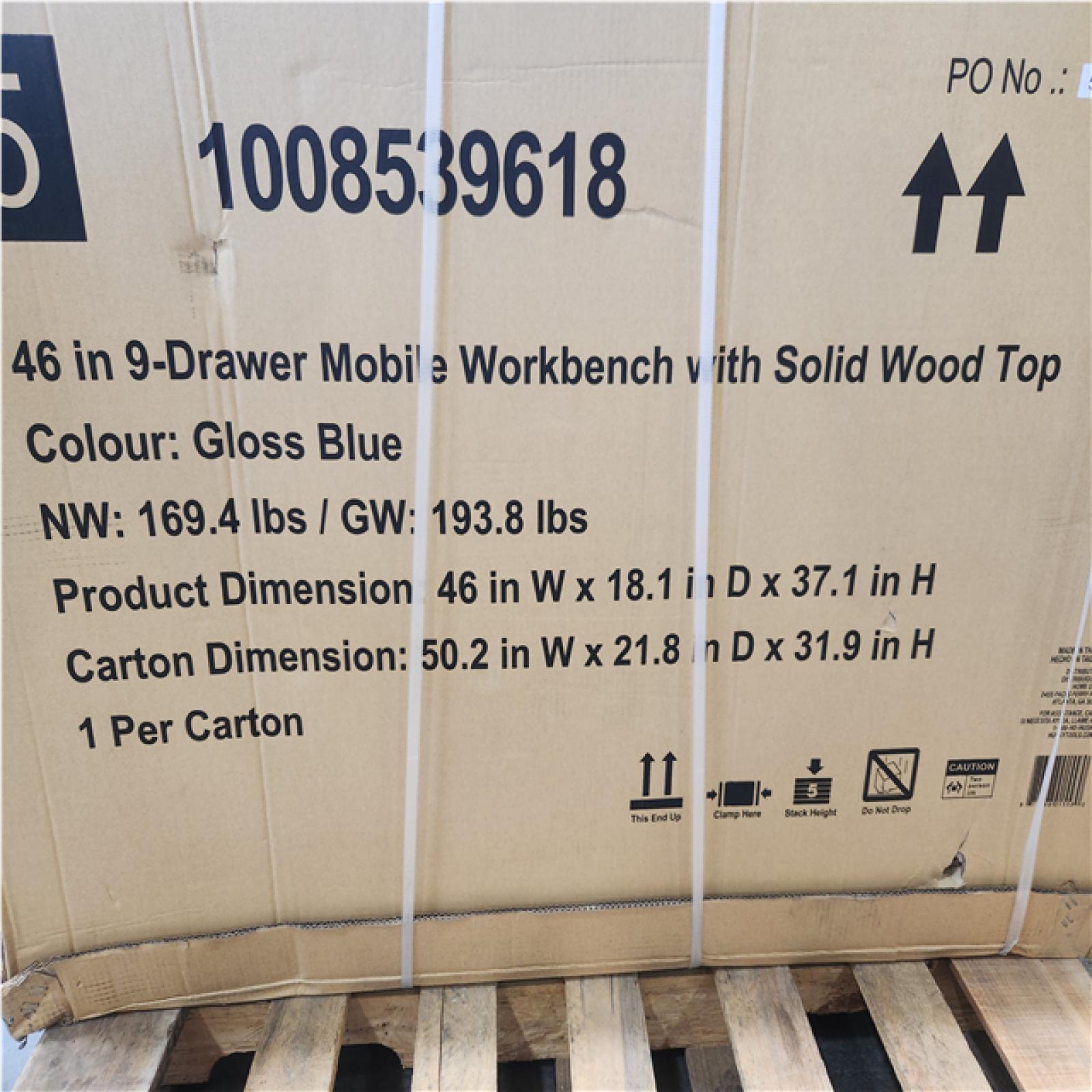 Phoenix NEW Husky Tool Storage 46 in. W x 18 in. D 9-Drawer Gloss Blue Mobile Workbench Cabinet