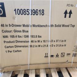 Phoenix NEW Husky Tool Storage 46 in. W x 18 in. D 9-Drawer Gloss Blue Mobile Workbench Cabinet