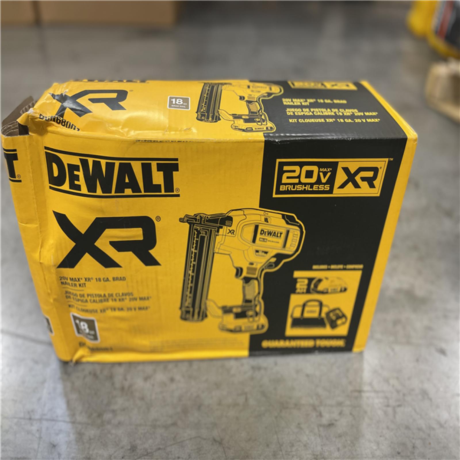 DALLAS LOCATION- DEWALT 20V MAX XR Lithium-Ion 2-1/8 in. 18-Gauge Electric Cordless Brad Nailer Kit w/ 2.0Ah Battery  Charger and Contractor Bag