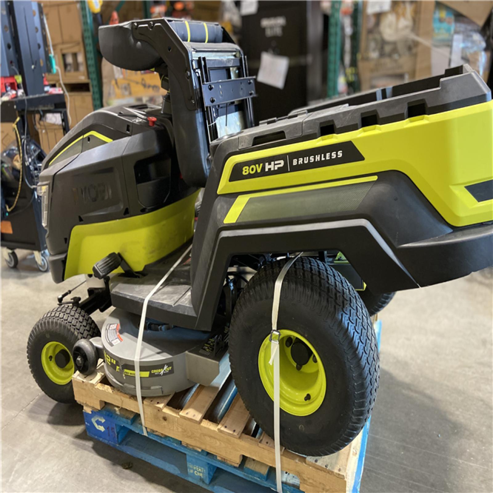 DALLAS LOCATION - AS-IS RYOBI 80V HP Brushless 42 in. Battery Electric Cordless Riding Lawn Tractor