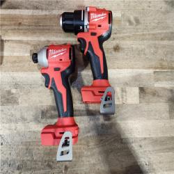 HOUSTON LOCATION - AS-IS Milwaukee M18 18V Lithium-Ion Brushless Cordless Compact Drill/Impact Combo Kit (2-Tool) W/(2) 2.0 Ah Batteries  Charger & Bag