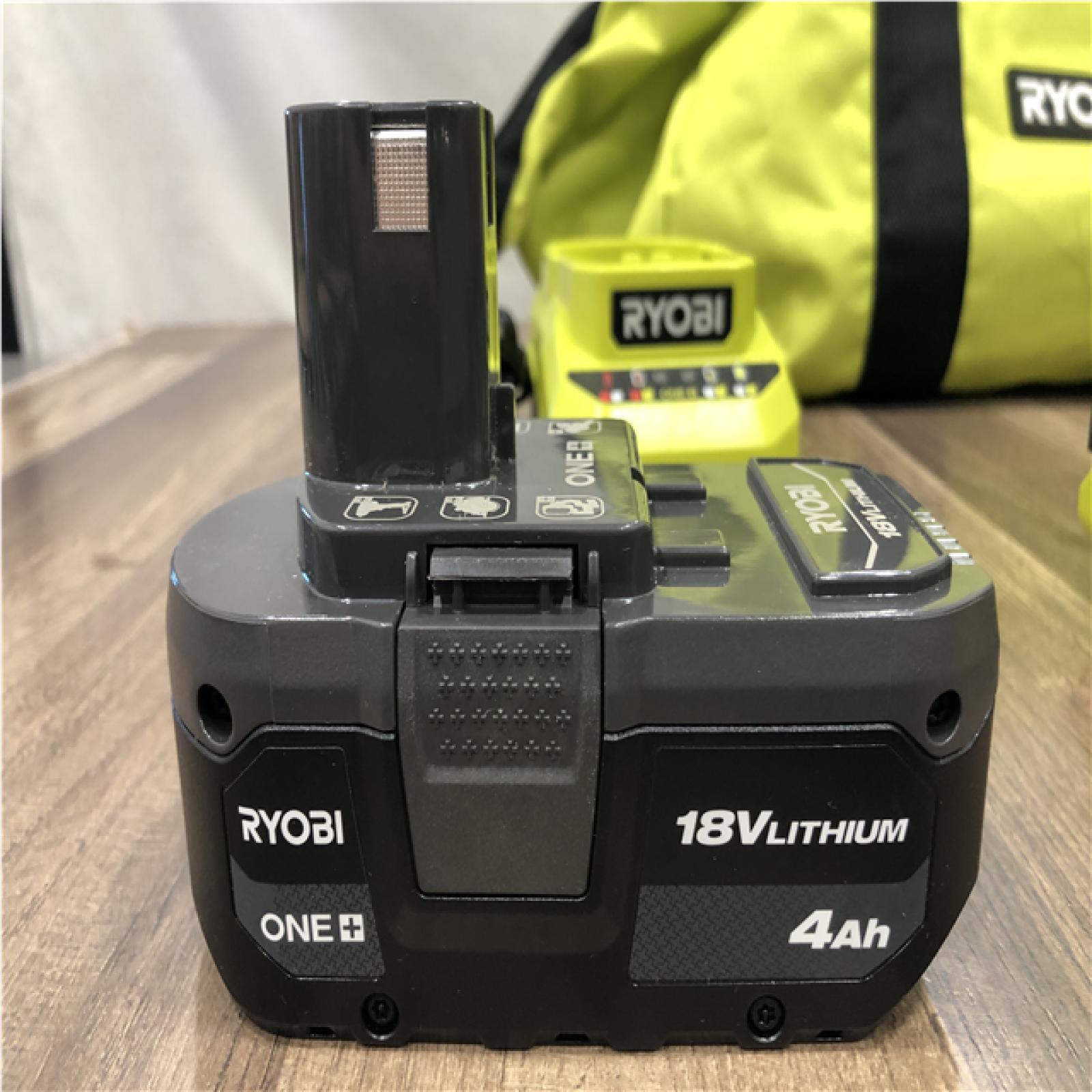 AS-IS RYOBI ONE+ 18V Cordless 4-Tool Combo Kit with 1.5 Ah Battery  4.0 Ah Battery  and Charger
