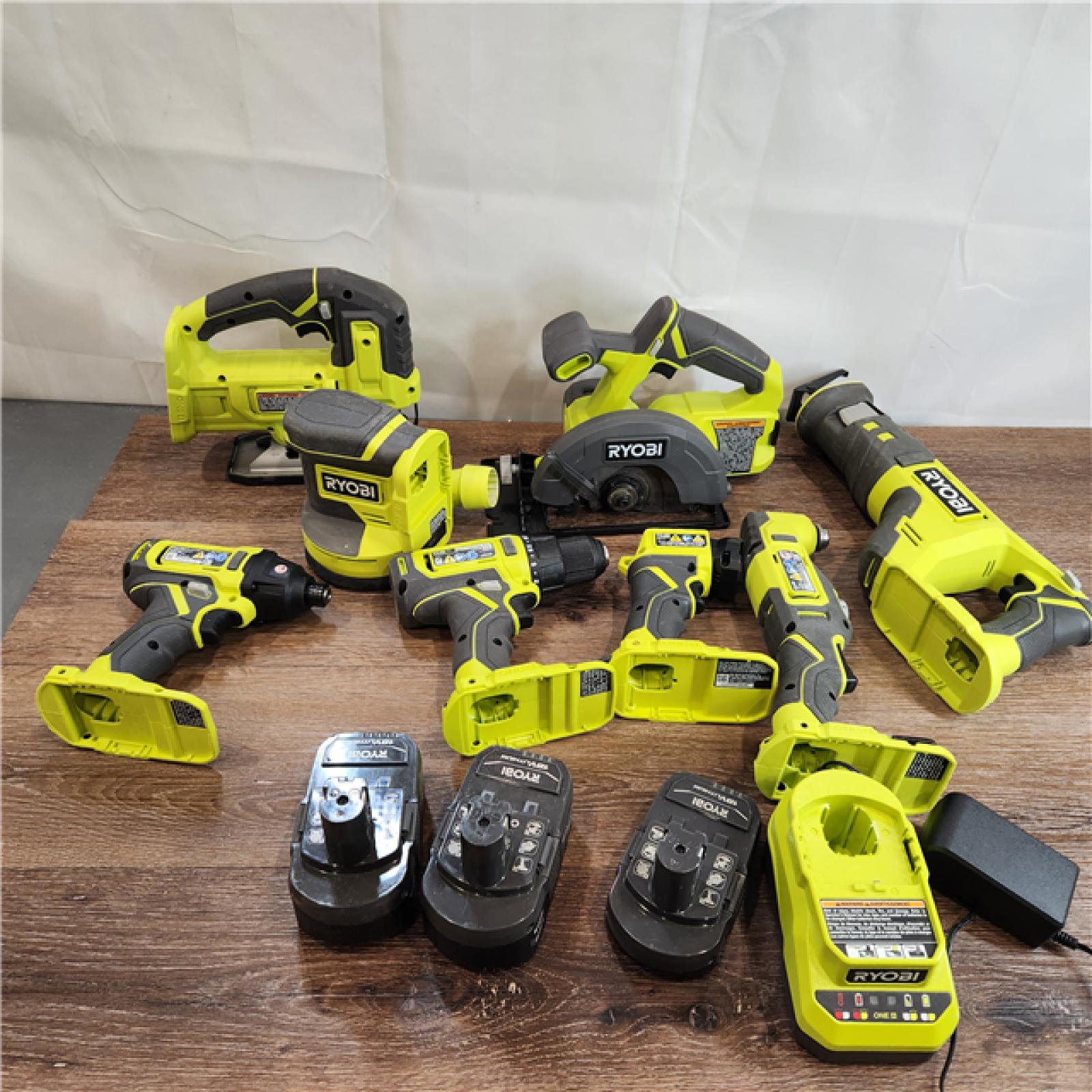 AS-IS RYOBI ONE+ 18V 8-Tool Combo Kit with (1) 1.5 Ah Battery and (2) 4.0 Ah Batteries and Charger