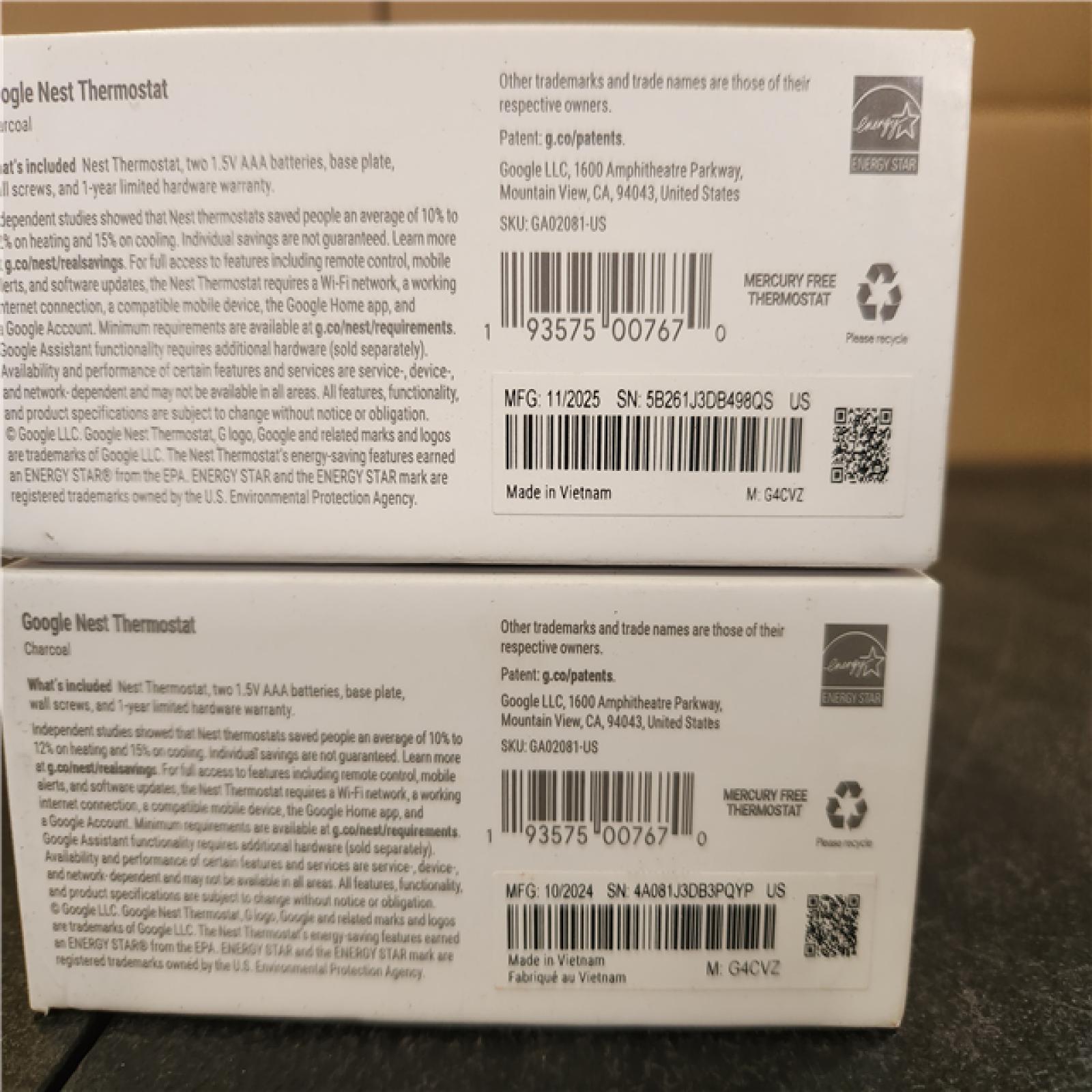 Phoenix AS-IS Google Nest Thermostat - Smart Programmable Wi-Fi Thermostat - (2-Pack)