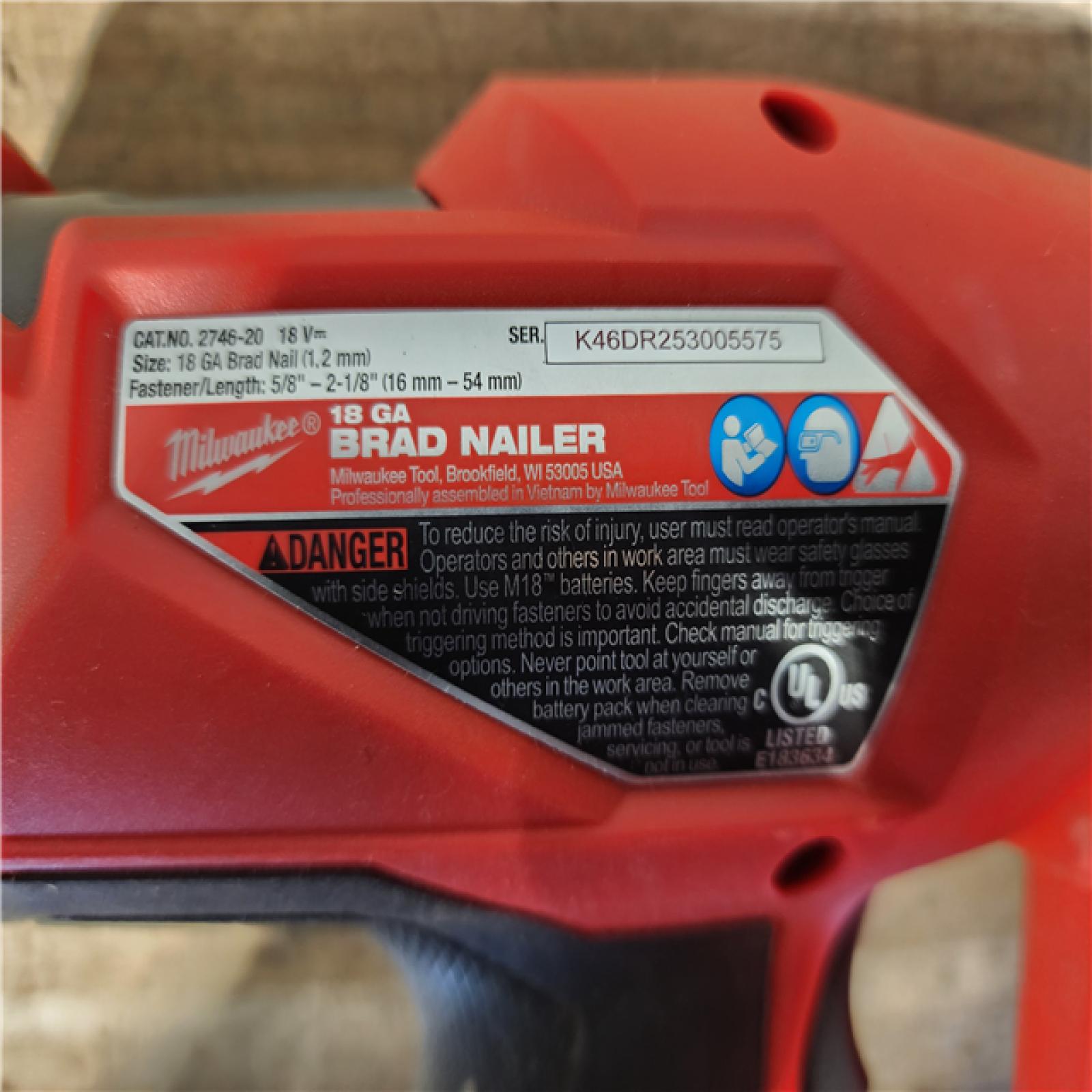 HOUSTON LOCATION - AS-IS Milwaukee M18 Fuel 18V Brushless 18-Gauge Brad Nailer 2746-20 (Bare Tool)