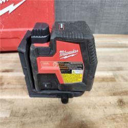 HOUSTON LOCATION - AS-IS Milwaukee 100 ft. REDLITHIUM Lithium-Ion USB Green Rechargeable Cross Line Laser Level with Charger