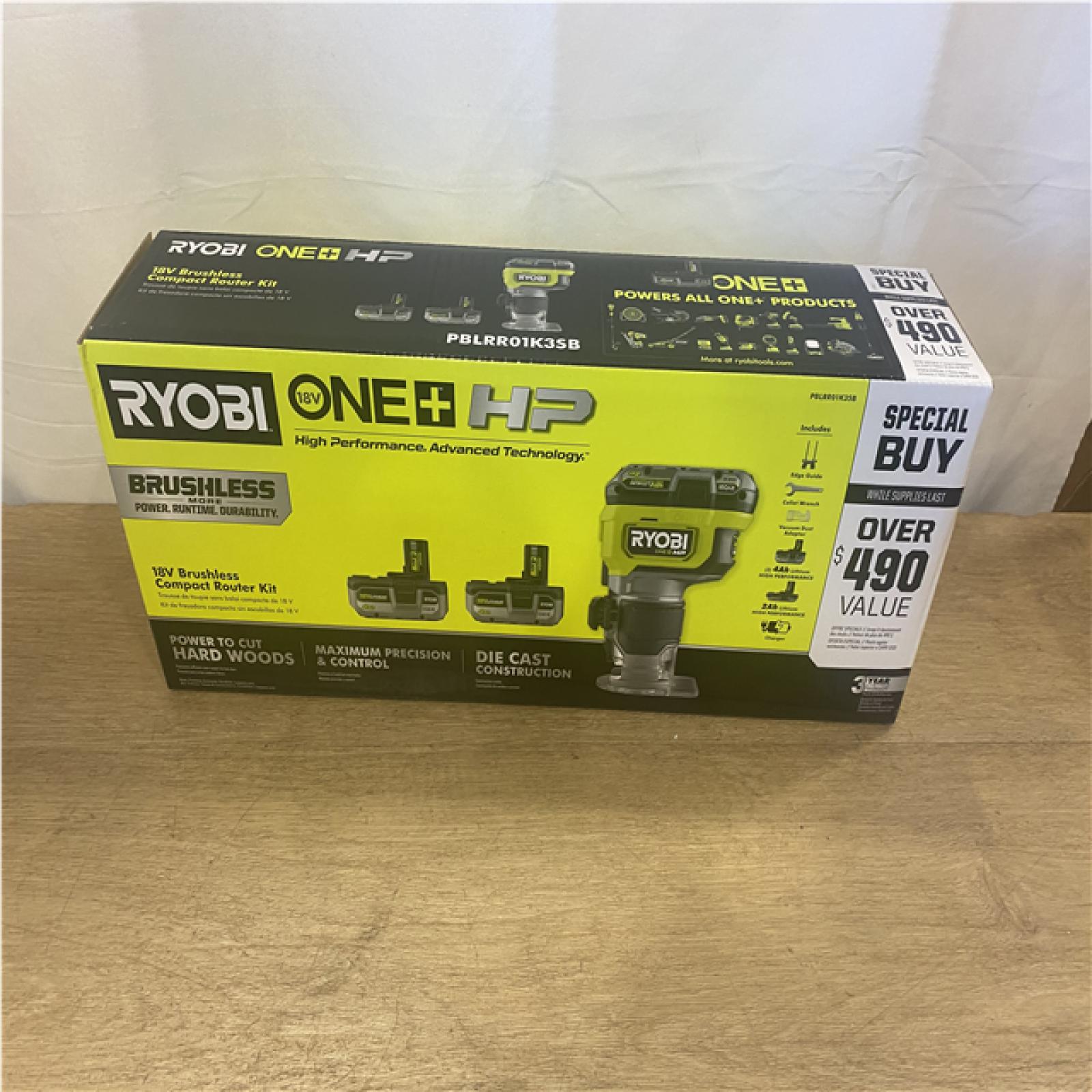 NEW ONE+ HP 18V Brushless Cordless Compact Router Kit with (3) Batteries