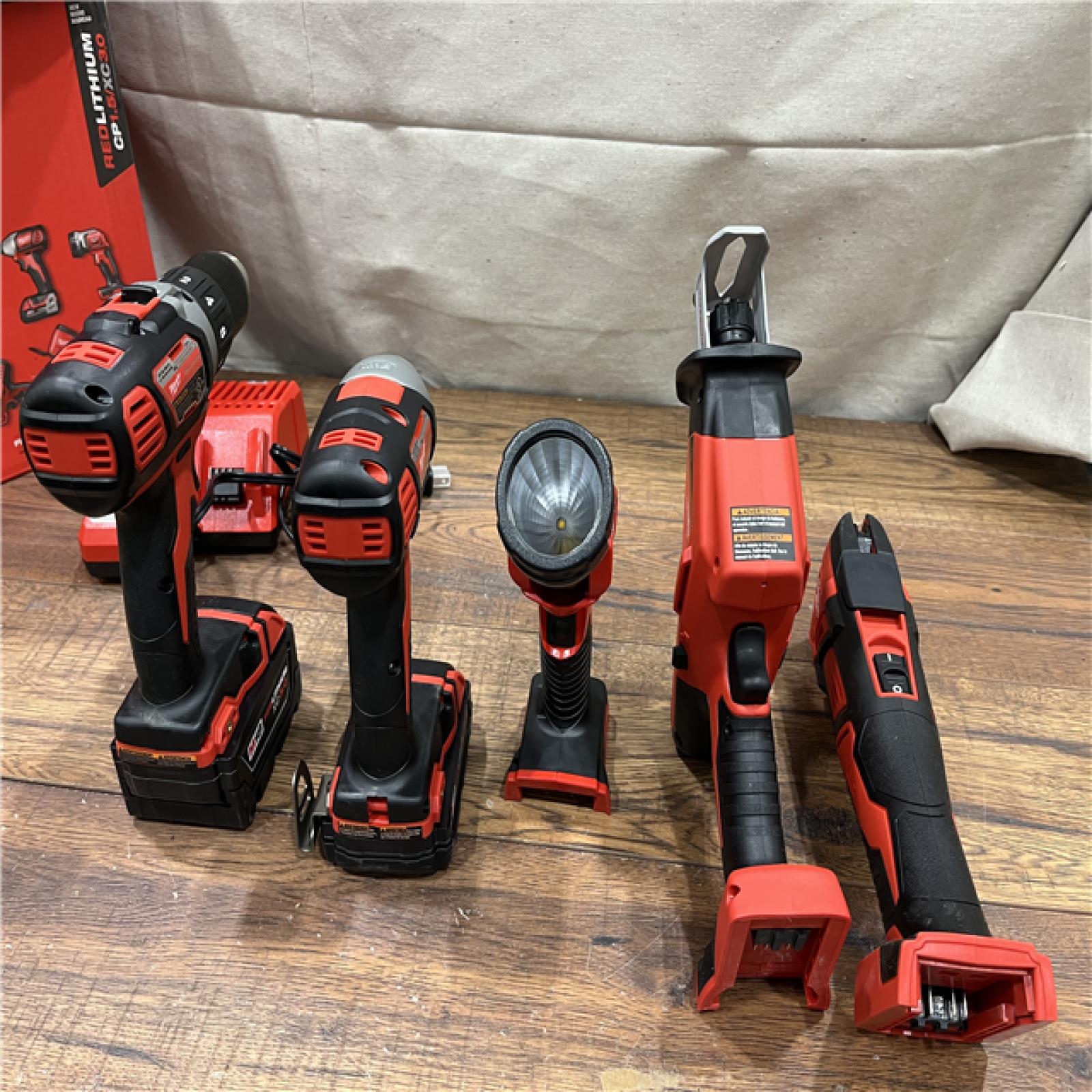 AS-IS Milwaukee M18 18V Lithium-Ion Cordless Combo Kit (5-Tool) with (2) Batteries, Charger and Tool Bag