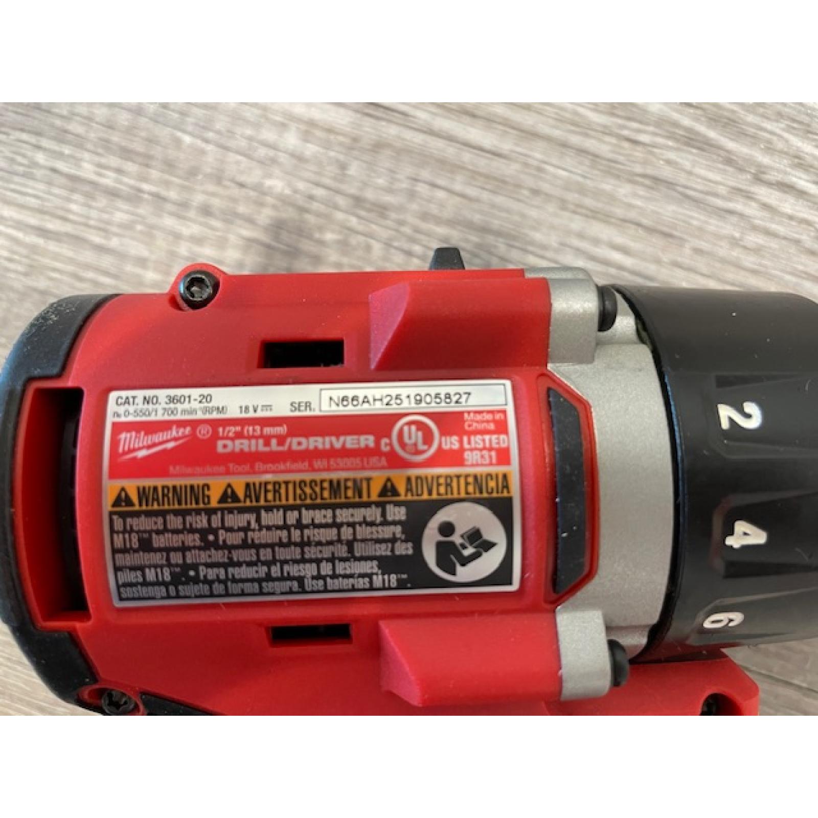AS-IS Milwaukee 18V Lithium-Ion Brushless Cordless 1/2 in. Compact Drill/Driver (Tool-Only)