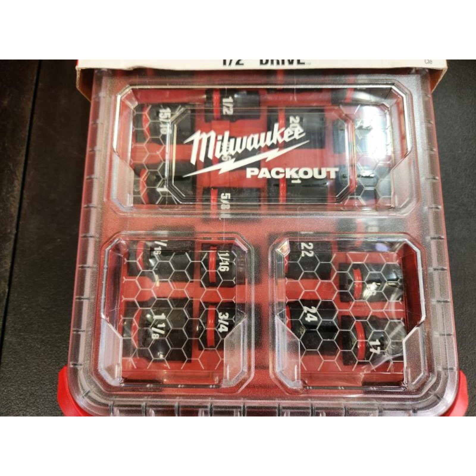 Phoenix NEW Milwaukee SHOCKWAVE Impact-Duty 1/2 in. Drive Metric and SAE Standard Impact PACKOUT Socket Set (27-Piece)