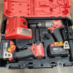 AS-IS  MILWAUKEE M18 FUEL 18V Lithium-Ion Brushless Cordless Hammer Drill and Impact Driver Combo Kit (2-Tool) with 2 Batteries