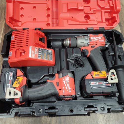 AS-IS  MILWAUKEE M18 FUEL 18V Lithium-Ion Brushless Cordless Hammer Drill and Impact Driver Combo Kit (2-Tool) with 2 Batteries