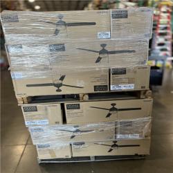 DALLAS LOCATION- Home Decorators Collection Carrington 60 in. Indoor/Outdoor Ceiling Fan with LED Dome Light Kit Natural Iron with Black Blades PALLET -(36 UNITS)