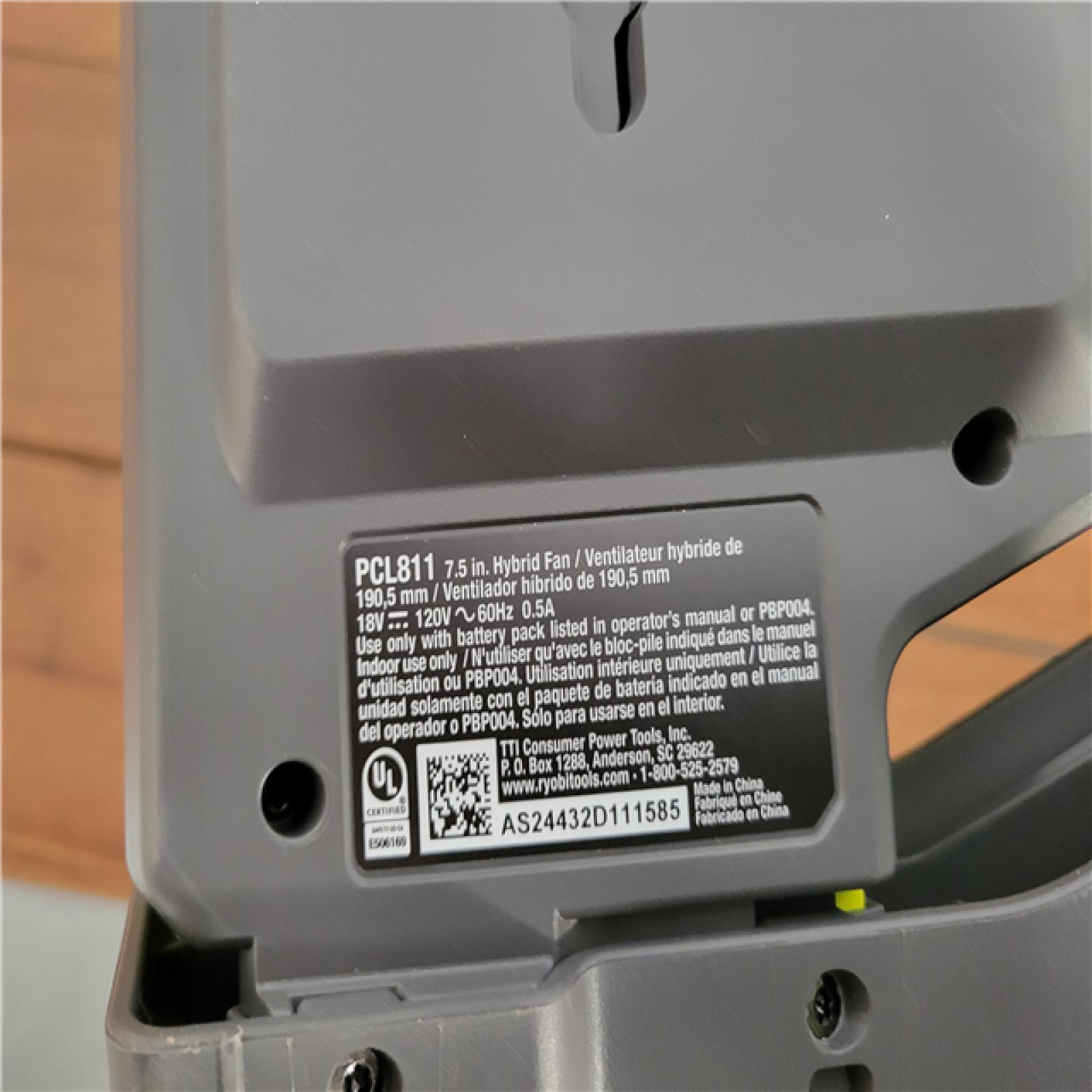 California NEW Ryobi One+ 18V Hybrid 7.5 Fan (Tool Only)