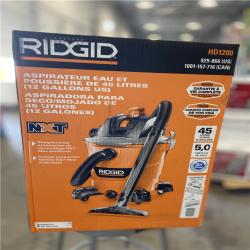LIKE NEW! -RIDGID 12 Gal. 5.0 Peak HP NXT Shop Vacuum Wet Dry Vac with General Debris Filter