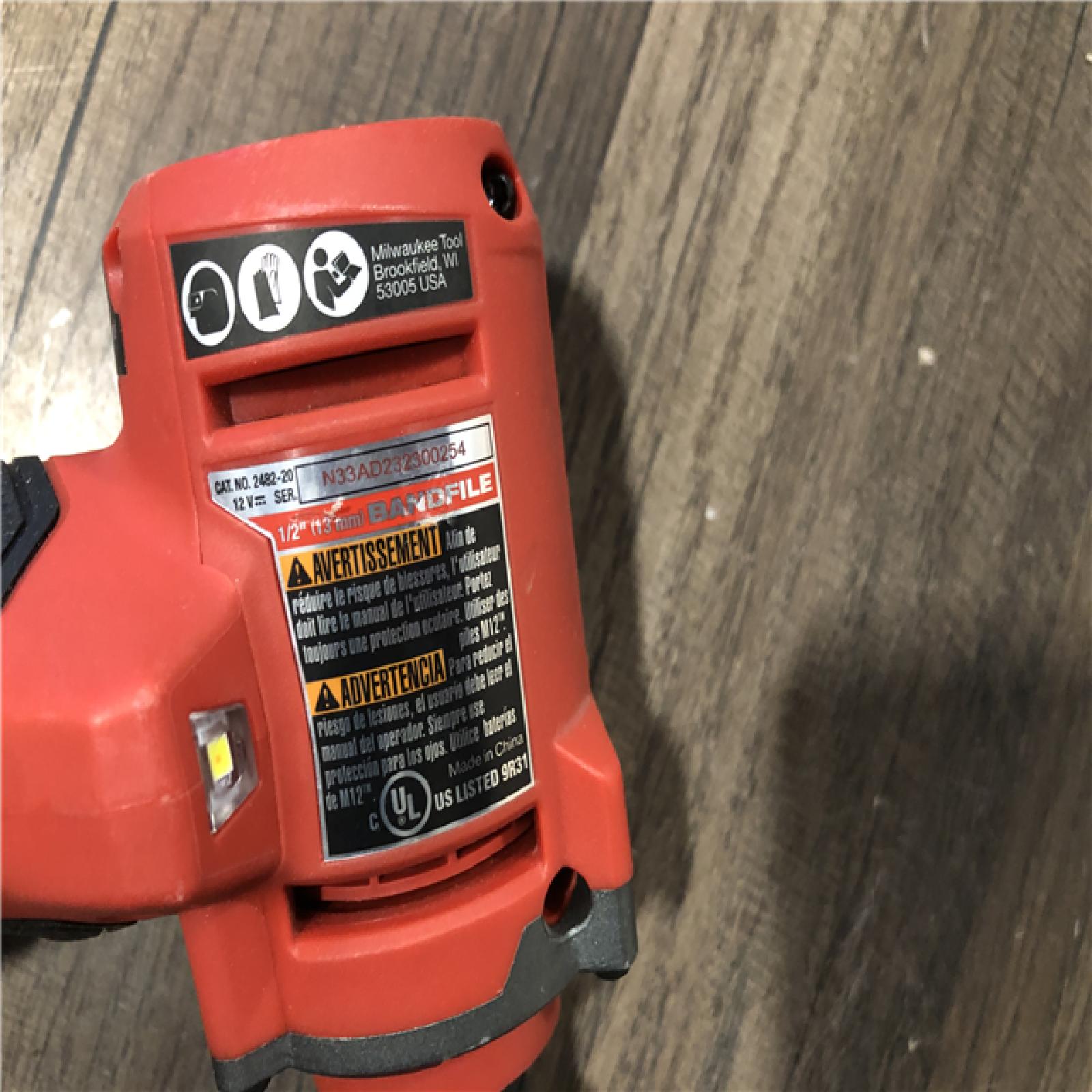 AS-IS Milwaukee FUEL 12V Lithium-Ion Brushless Cordless 1/2 in. x 18 in. Bandfile Kit