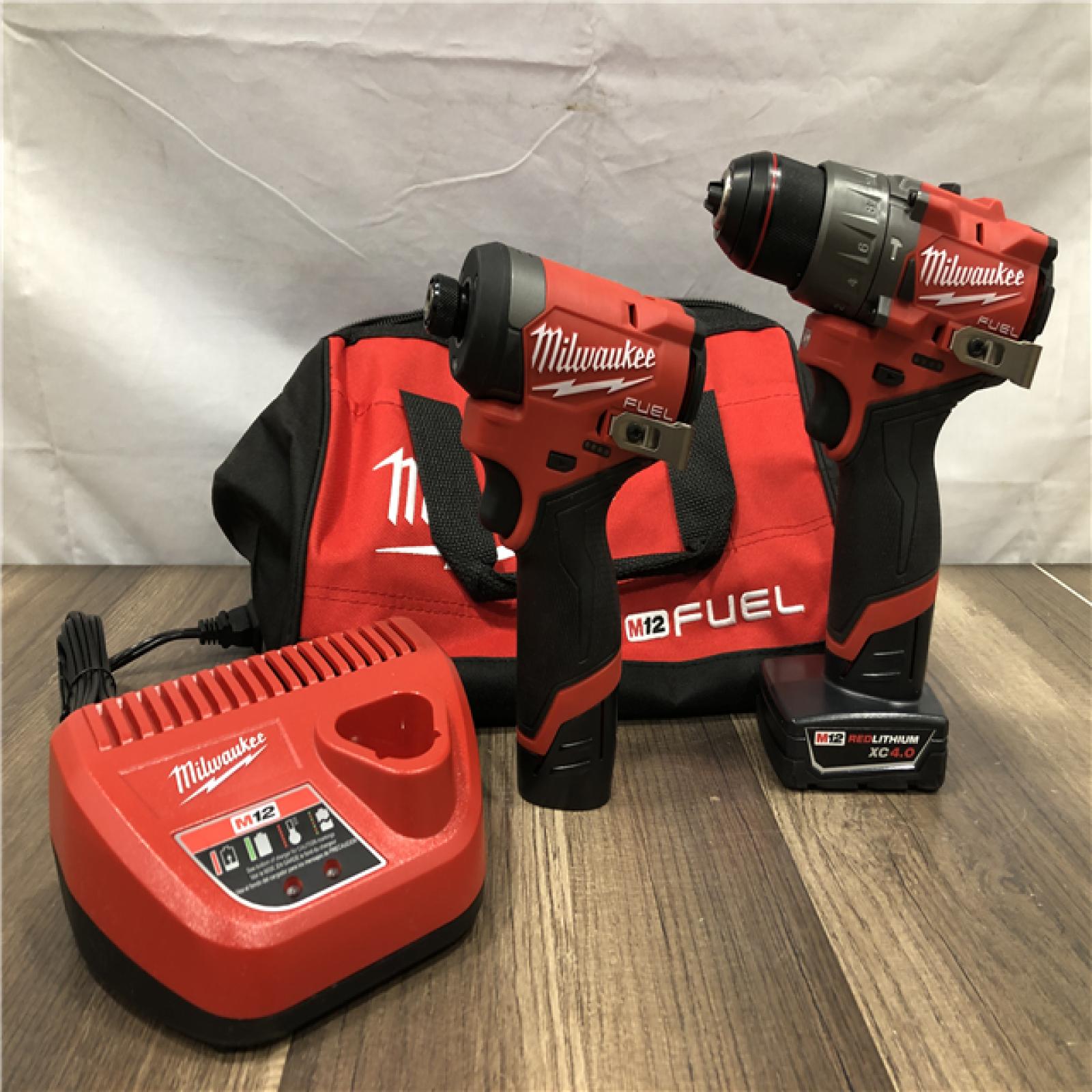 AS-IS Milwaukee FUEL 12-Volt Lithium-Ion Brushless Cordless Hammer Drill and Impact Driver Combo Kit