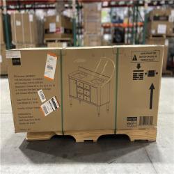 DALLAS LOCATION- Home Decorators Collection Collette 60 in. Double Sink Greige Bath Vanity with White Carrara Marble Top (Assembled)